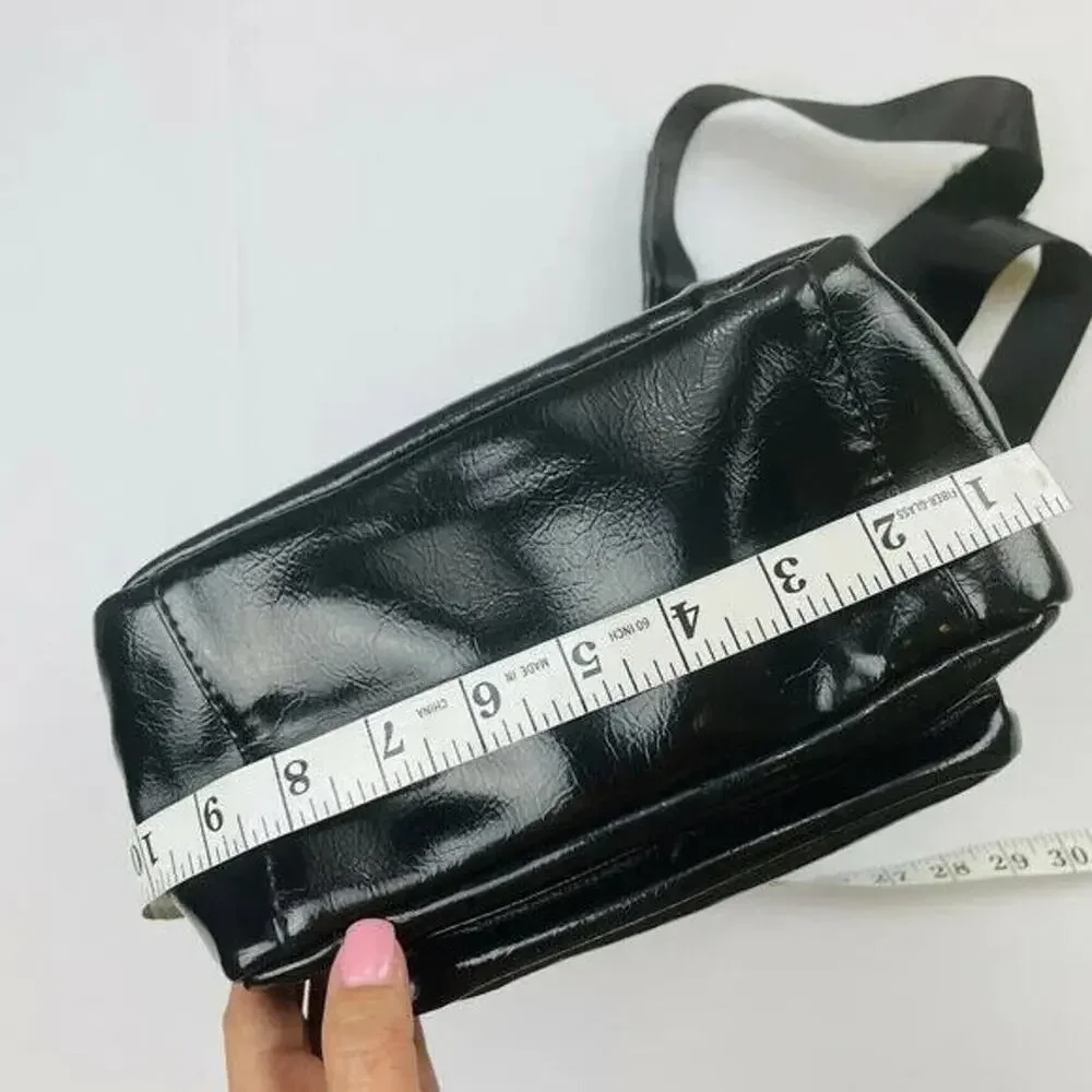 Multifunctional PU Leather Small Backpack - Black & Silver